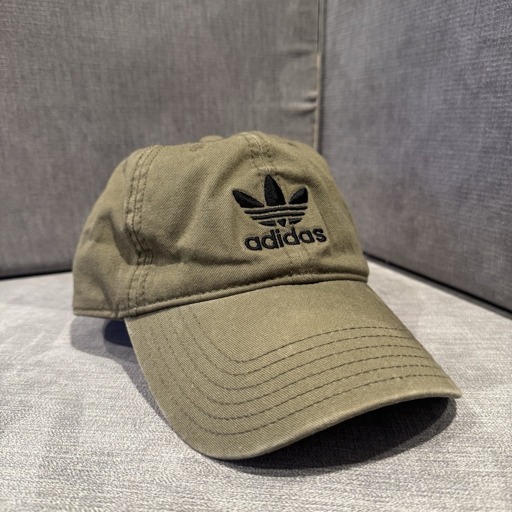 Adidas Hat Strapback Green Black Trefoil Logo Casual Relaxed Baseball Cotton Men
